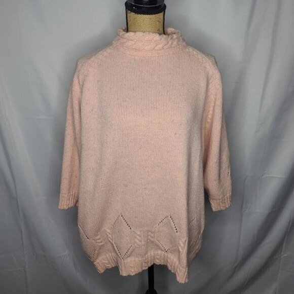 Vintage 80s Pastel Pink Knit Oversized Cozy Barbiecore Sweater XL - Picture 2 of 13